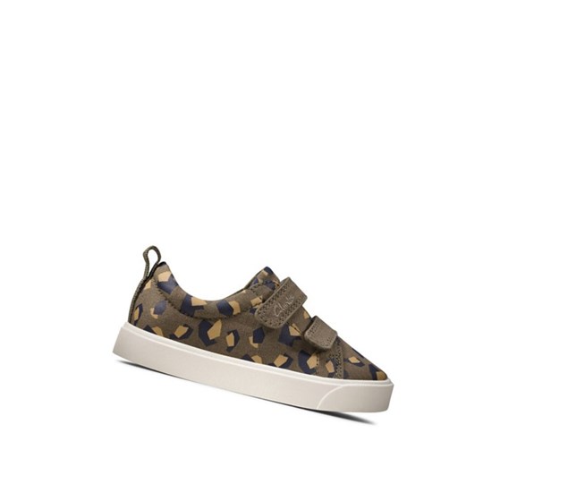 Buty Codzienne Clarks City Bright Chłopięce Oliwkowe Camo | GOECHP371