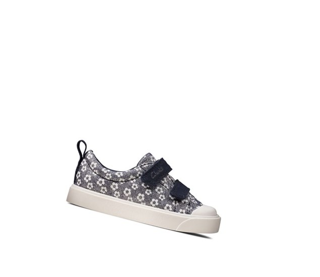 Buty Codzienne Clarks City Bright Floral Chłopięce Granatowe | ABHJFS325