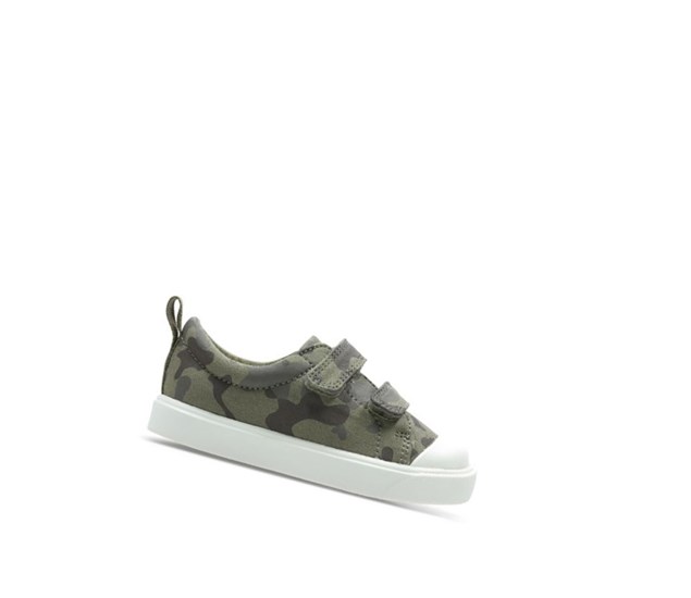 Buty Codzienne Clarks City Flare Lo Chłopięce Oliwkowe Camo | DQASKO165