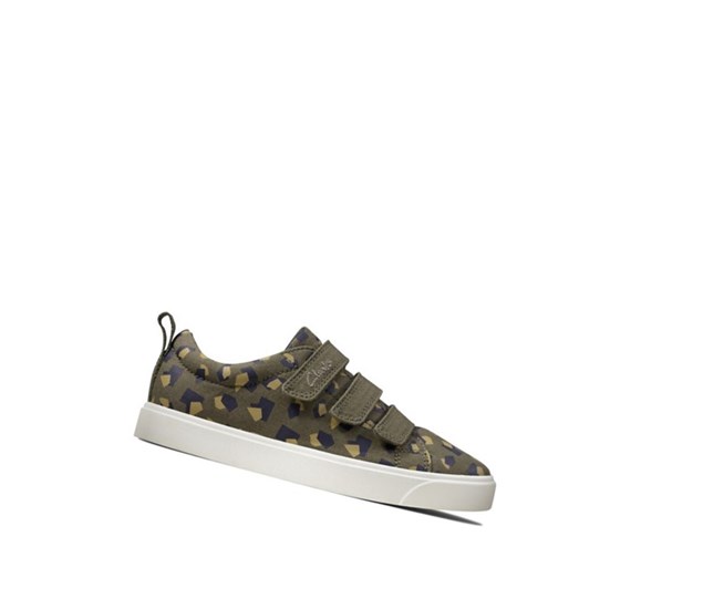 Buty Codzienne Clarks City Vibe Chłopięce Oliwkowe Camo | NVKTBE605