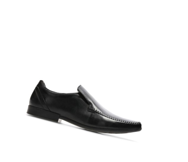 Buty Slip On Clarks Glement Seam Skórzane Męskie Czarne | DNVYZS981