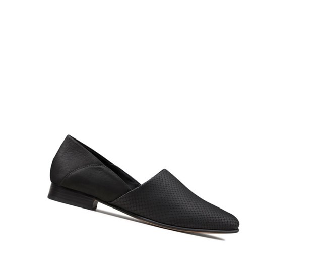 Buty Slip On Clarks Pure Tone Skórzane Damskie Czarne Wąż | CJPSMI081