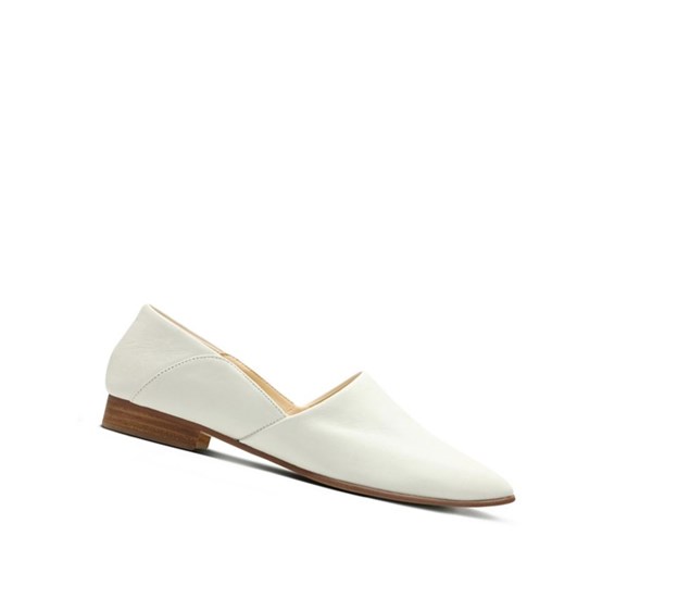 Buty Slip On Clarks Pure Tone Skórzane Damskie Białe | KFCMRJ702