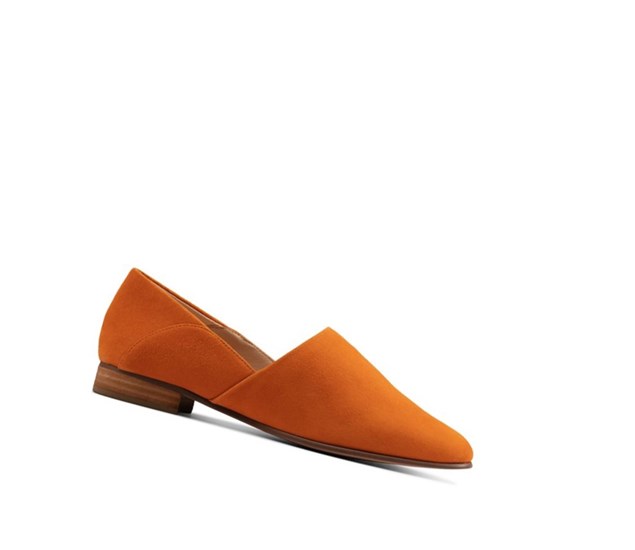 Buty Slip On Clarks Pure Tone Zamszowe Szerokie Fit Damskie Pomarańczowe | QSMDJN491