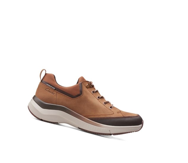 Buty do Chodzenia Clarks Wave 2.0 Vibe Nubuck Skórzane Szerokie Fit Męskie Brązowe | QTNICO298