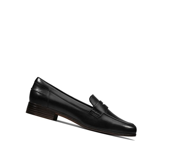 Loafersy Clarks Hamble Skórzane Damskie Czarne | FPEWHS687