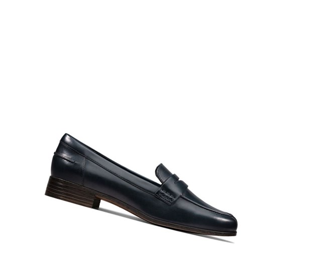 Loafersy Clarks Hamble Skórzane Damskie Granatowe | SORVXB247