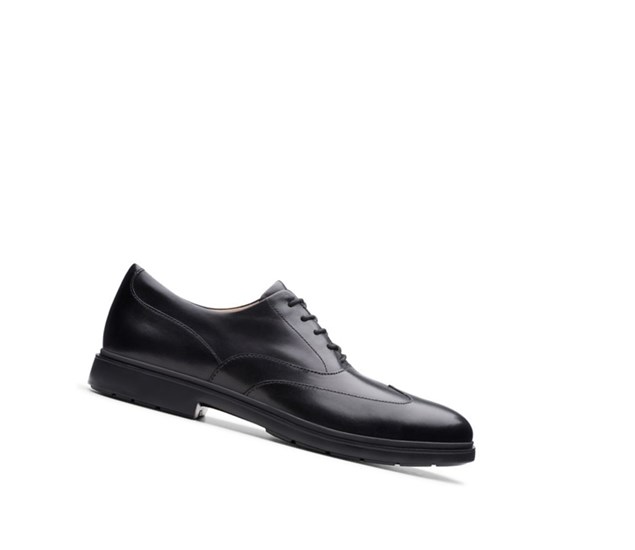 Mokasyny Clarks Un Tailor Wing Skórzane Męskie Czarne | ODVKQF087