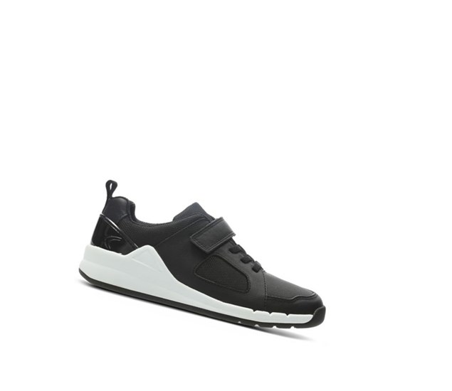 Trampki Clarks Orbit Ride Skórzane Dziewczynka Czarne | YNGITW724