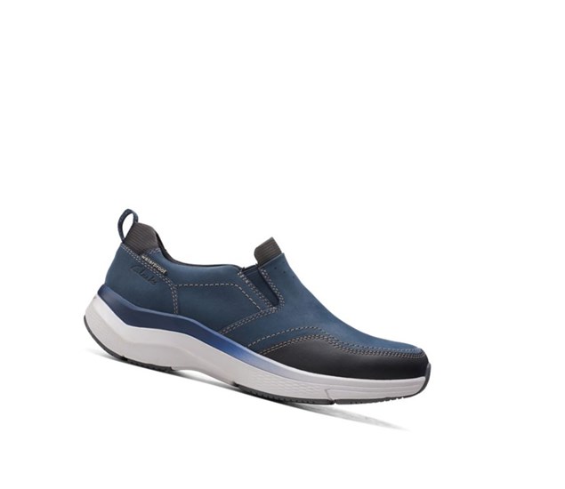 Trampki Clarks Wave 2.0 Edge Nubuck Skórzane Męskie Granatowe | XGYDEA039