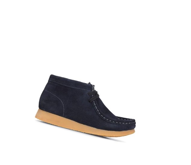 Wallabee Clarks Oryginalne Zamszowe Chłopięce Granatowe | HRZCJX726