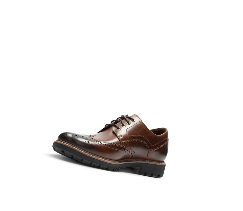 Buty Brogue Clarks Batcombe Wing Skórzane Męskie Ciemny Brązowe | USQBTL829