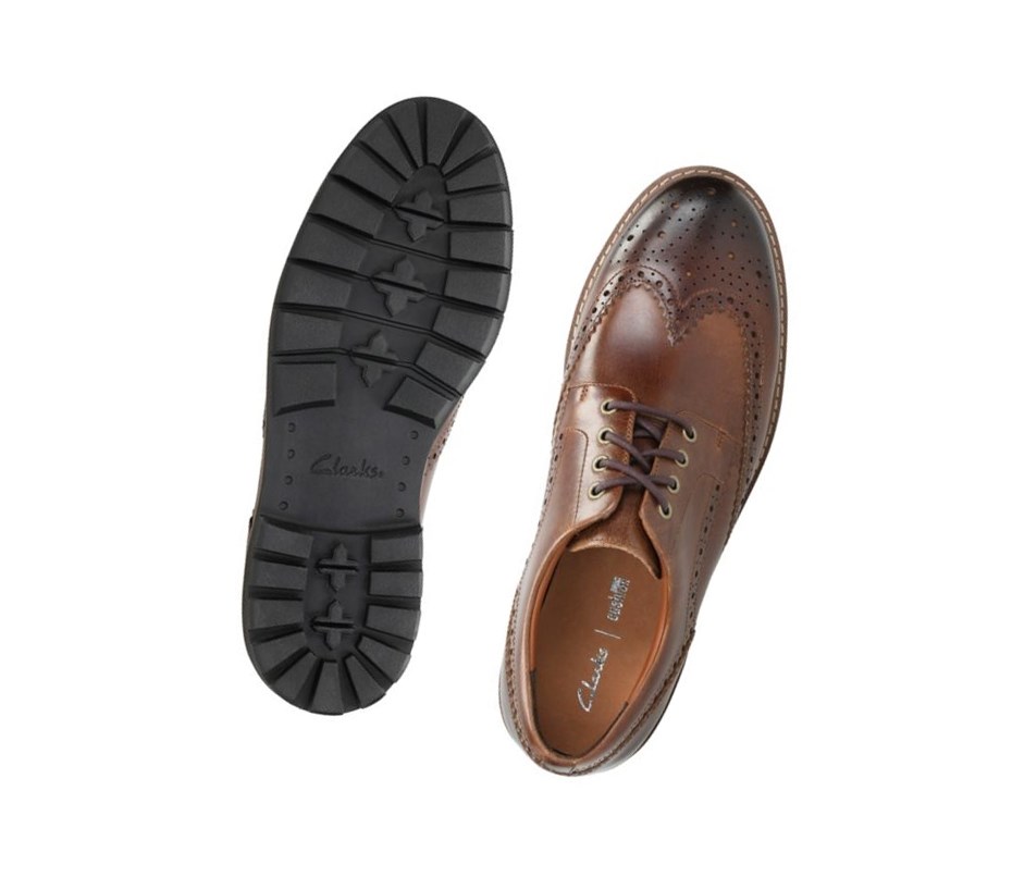 Buty Brogue Clarks Batcombe Wing Skórzane Męskie Ciemny Brązowe | USQBTL829