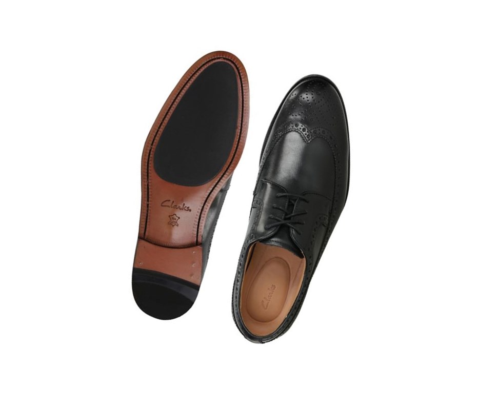 Buty Brogue Clarks Coling Limit Skórzane Męskie Czarne | IZGSDW253