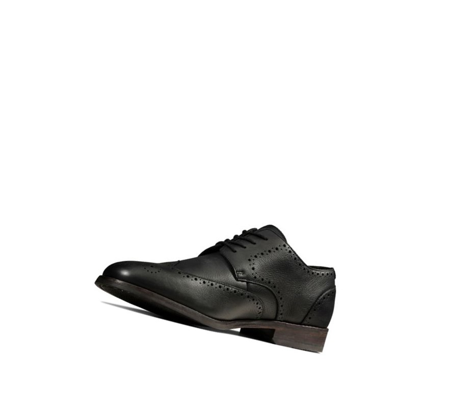 Buty Brogue Clarks Flow Limit Skórzane Męskie Czarne | DHXEWZ876