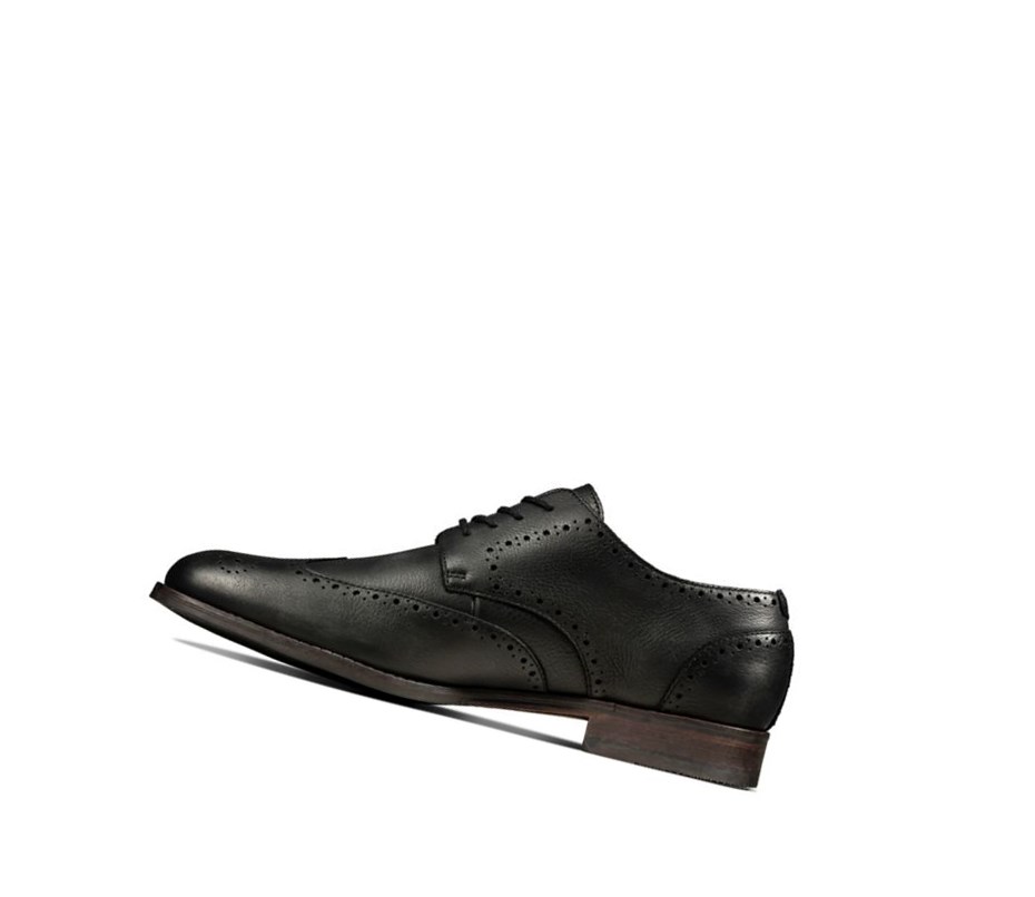 Buty Brogue Clarks Flow Limit Skórzane Męskie Czarne | DHXEWZ876