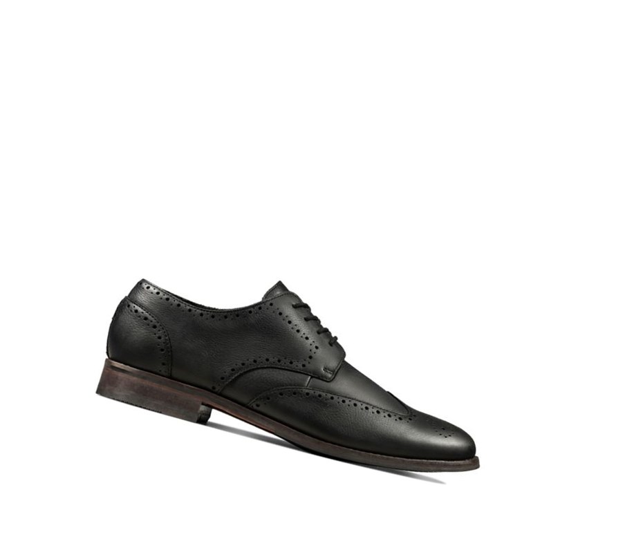 Buty Brogue Clarks Flow Limit Skórzane Męskie Czarne | DHXEWZ876