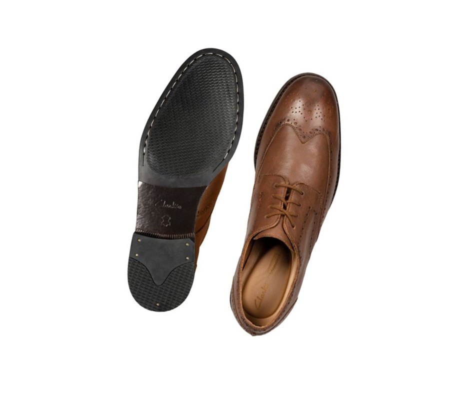 Buty Brogue Clarks Flow Limit Skórzane Męskie Ciemny Brązowe | JUSYRG821