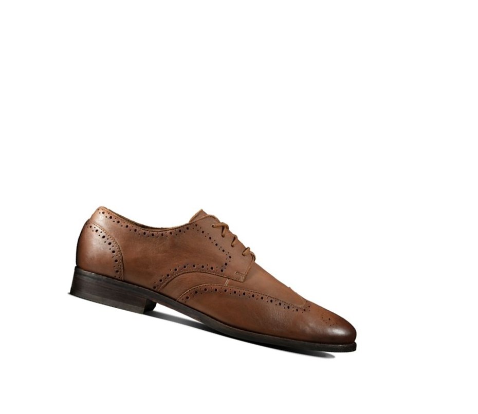 Buty Brogue Clarks Flow Limit Skórzane Męskie Ciemny Brązowe | JUSYRG821