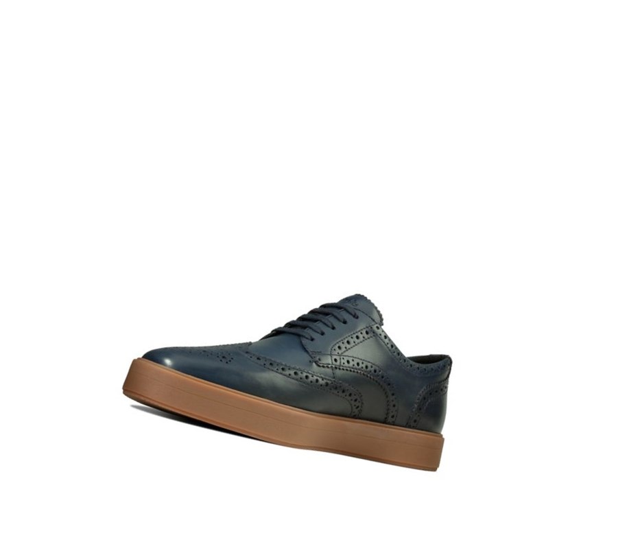 Buty Brogue Clarks Hero Limit Skórzane Męskie Granatowe | KSZTWY893