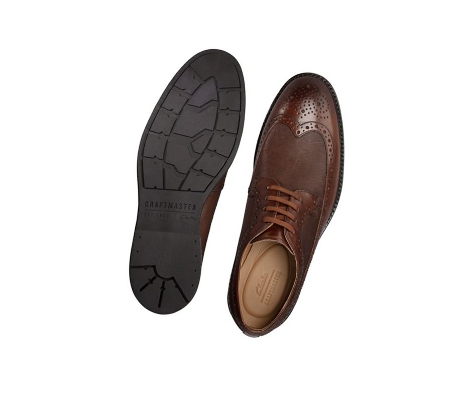 Buty Brogue Clarks Ronnie Limit Skórzane Męskie Ciemny Brązowe | VMBGYF948