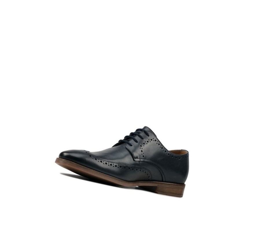 Buty Brogue Clarks Stanford Limit Skórzane Męskie Granatowe | EUTZAH680