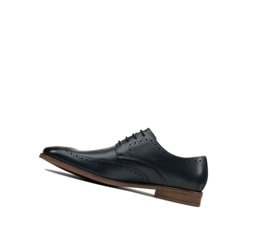 Buty Brogue Clarks Stanford Limit Skórzane Męskie Granatowe | EUTZAH680