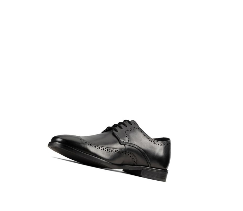 Buty Brogue Clarks Stanford Limit Skórzane Męskie Czarne | UOIWAR291