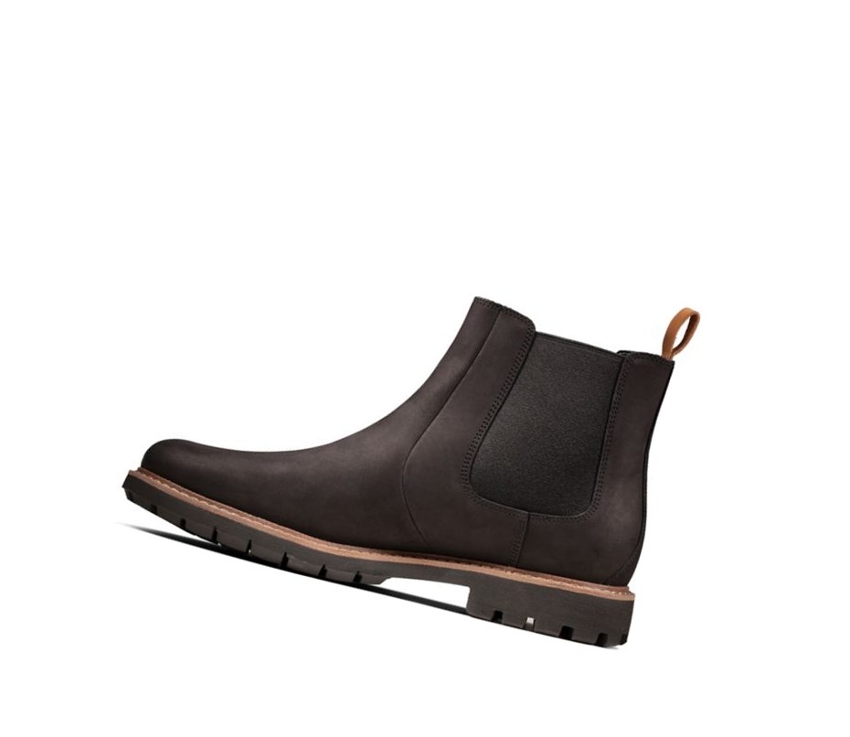 Buty Chelsea Clarks Batcombe Up Nubuck Zamszowe Męskie Czarne | IRJEFA851