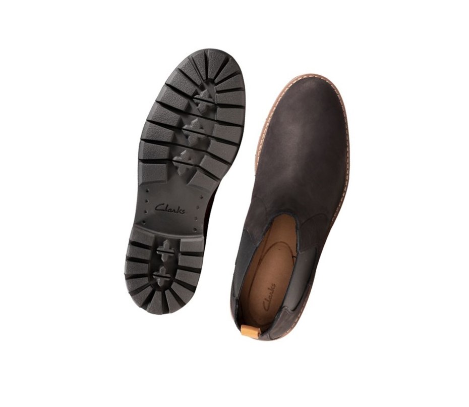 Buty Chelsea Clarks Batcombe Up Nubuck Zamszowe Męskie Czarne | IRJEFA851