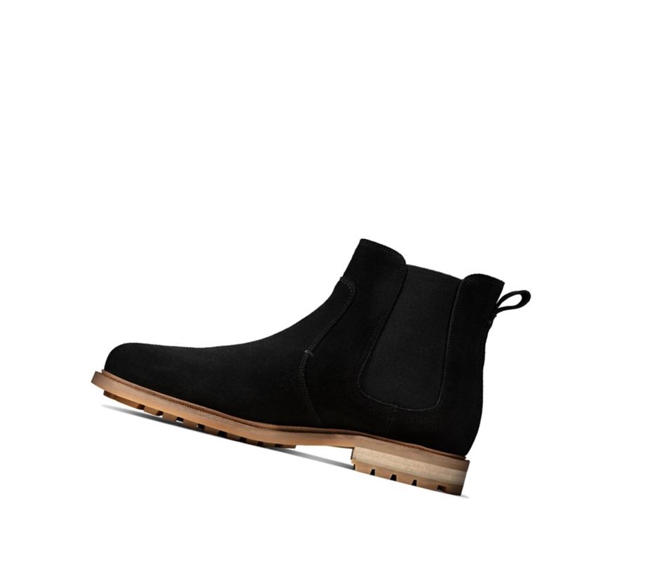 Buty Chelsea Clarks Foxwell Top Zamszowe Męskie Czarne | CKOVEN659