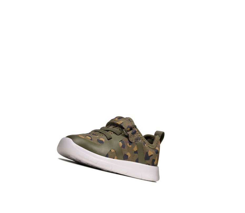 Buty Codzienne Clarks Ath Flux Tekstylne Chłopięce Oliwkowe Camo | HQJKUL923