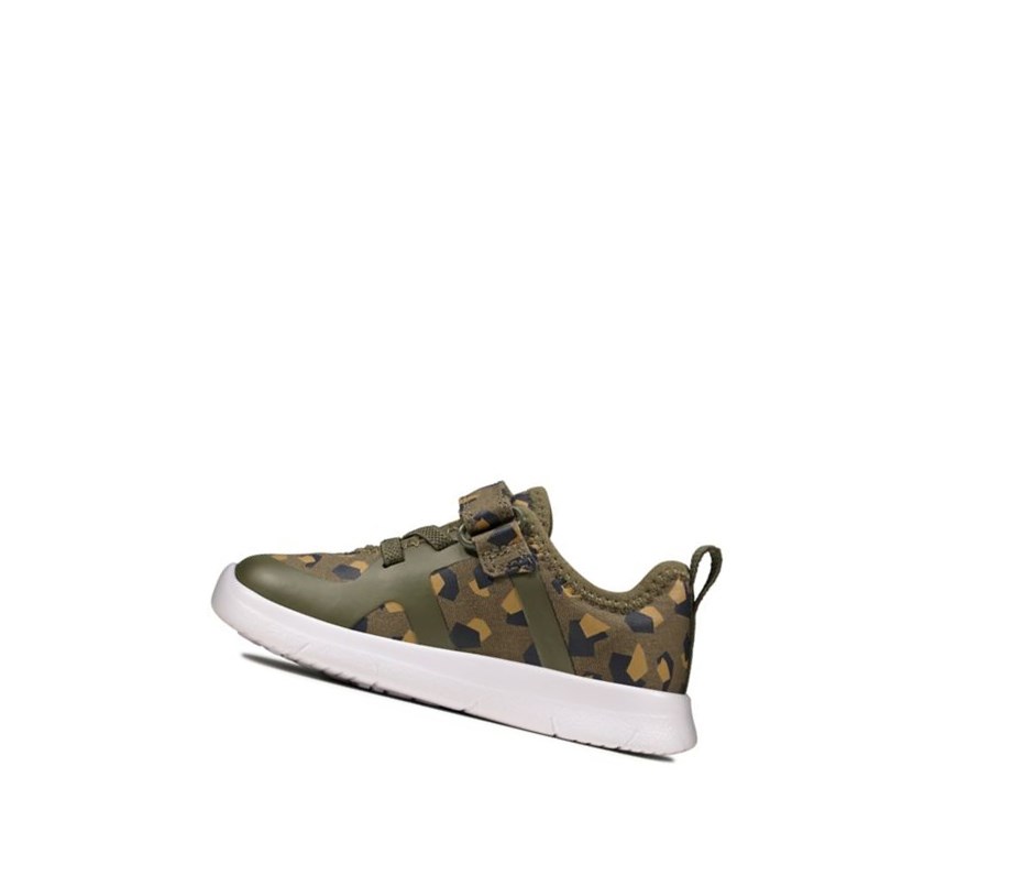 Buty Codzienne Clarks Ath Flux Tekstylne Chłopięce Oliwkowe Camo | HQJKUL923