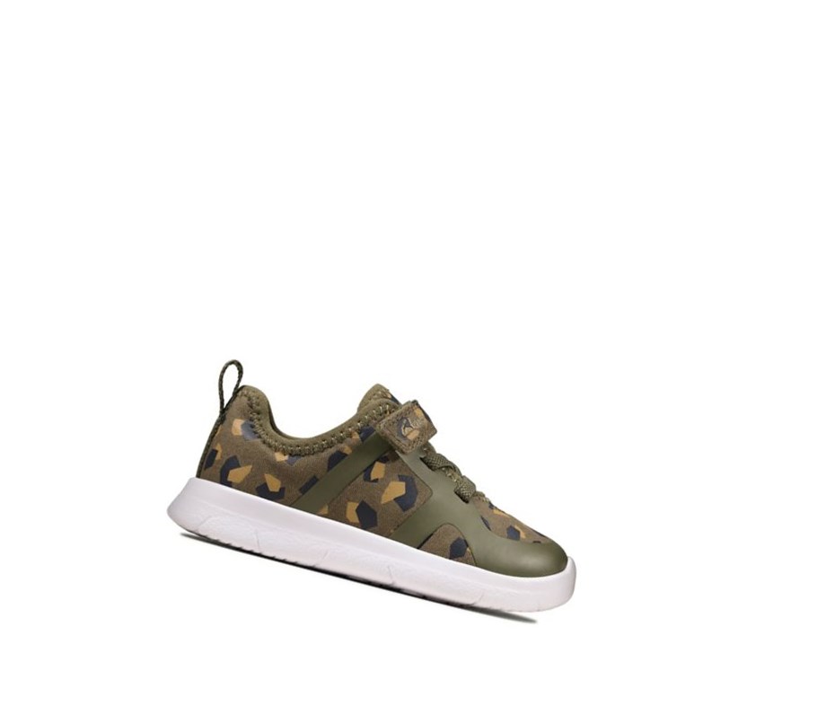 Buty Codzienne Clarks Ath Flux Tekstylne Chłopięce Oliwkowe Camo | HQJKUL923