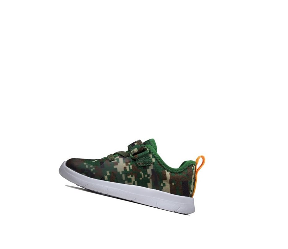 Buty Codzienne Clarks Ath Flux Tekstylne Chłopięce Oliwkowe Camo | SAKVFB478