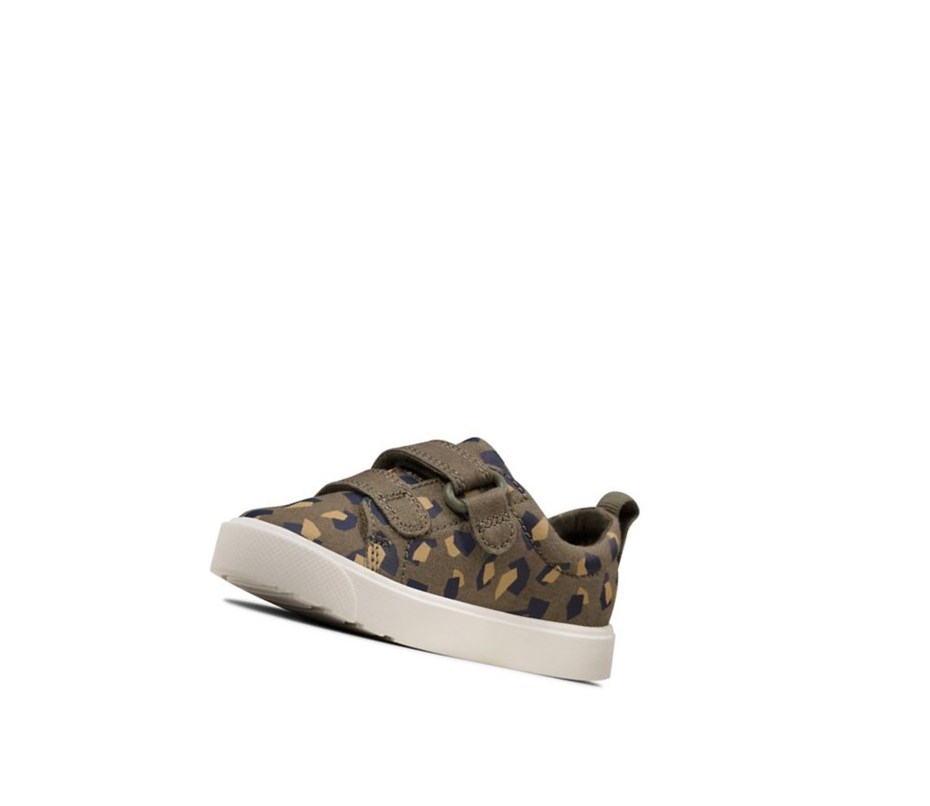 Buty Codzienne Clarks City Bright Chłopięce Oliwkowe Camo | GOECHP371