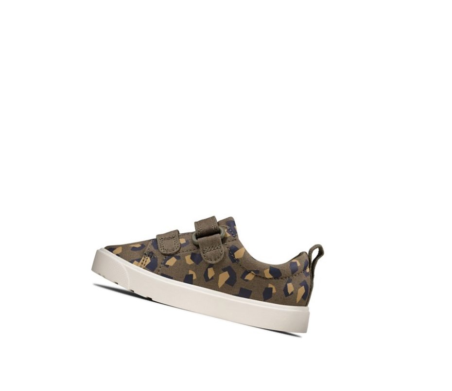 Buty Codzienne Clarks City Bright Chłopięce Oliwkowe Camo | GOECHP371