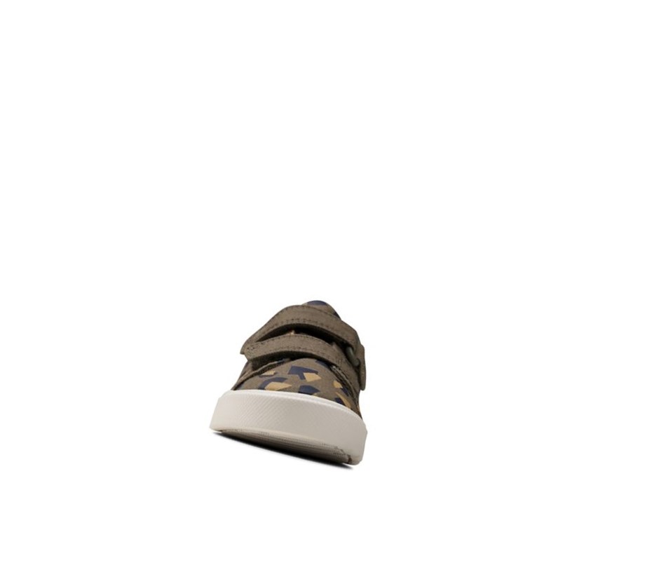 Buty Codzienne Clarks City Bright Dziewczynka Oliwkowe Camo | BCEAUP390