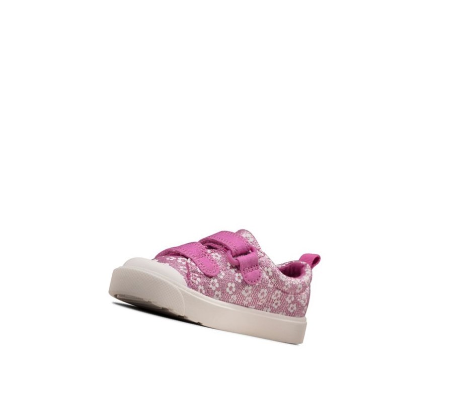 Buty Codzienne Clarks City Bright Floral Dziewczynka Różowe | BYSZLI936