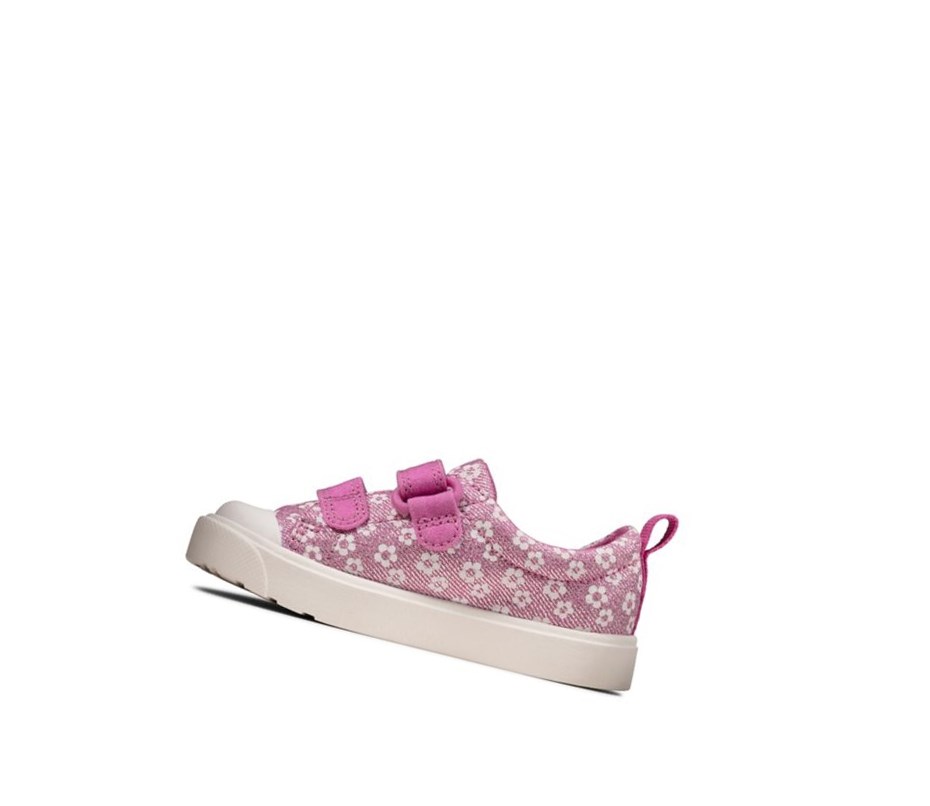 Buty Codzienne Clarks City Bright Floral Dziewczynka Różowe | BYSZLI936