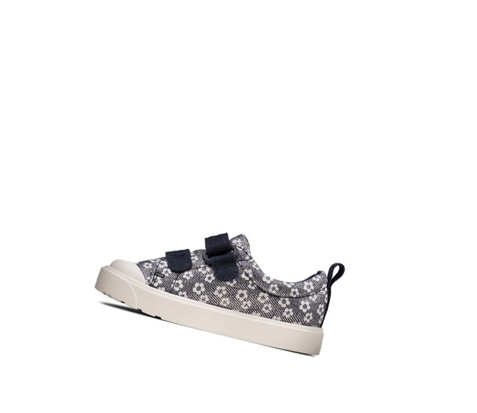 Buty Codzienne Clarks City Bright Floral Dziewczynka Granatowe | JMFBSA289