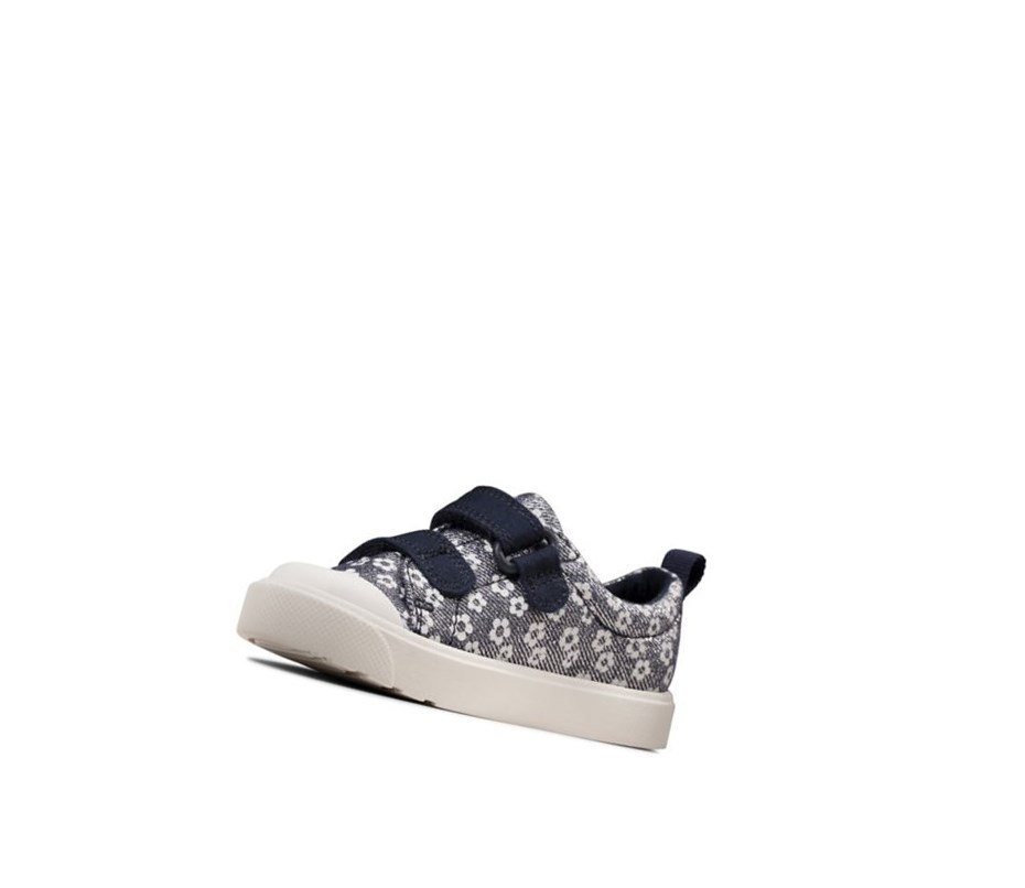 Buty Codzienne Clarks City Bright Floral Chłopięce Granatowe | KEVBNC801