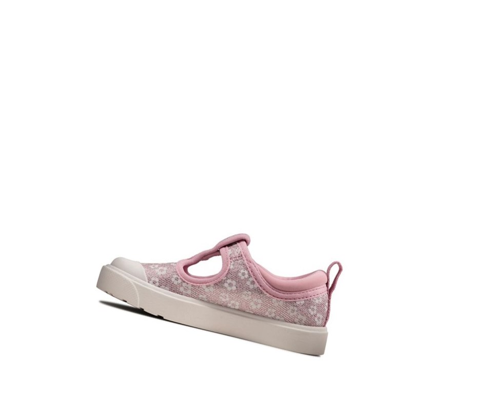 Buty Codzienne Clarks City Dance Floral Dziewczynka Różowe | NJSOMD379