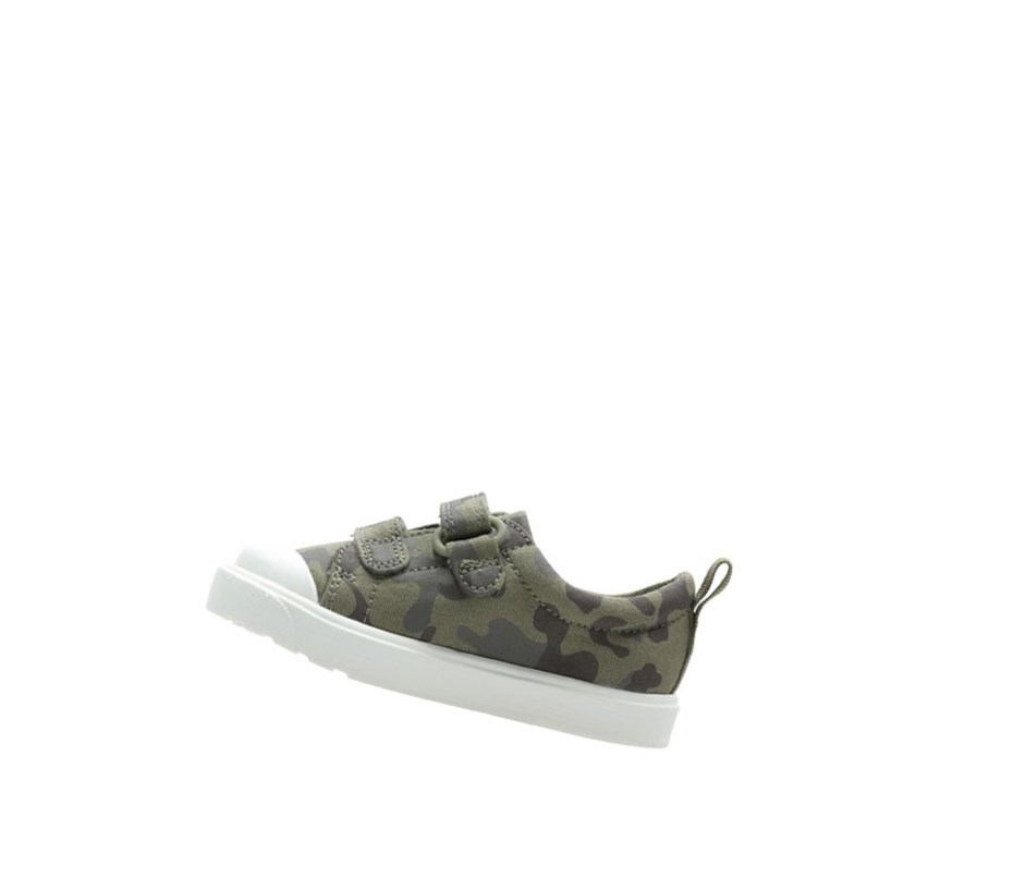 Buty Codzienne Clarks City Flare Lo Chłopięce Oliwkowe Camo | DQASKO165