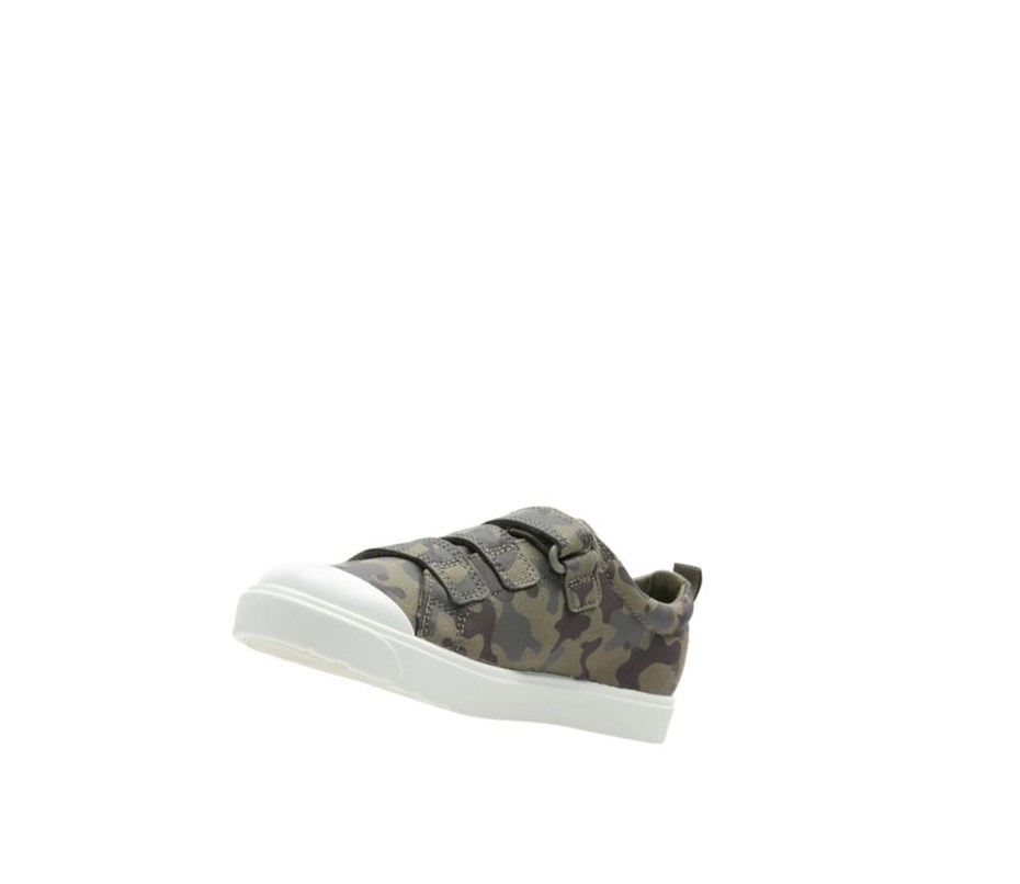 Buty Codzienne Clarks City Flare Lo Chłopięce Oliwkowe Camo | KQNUFY576