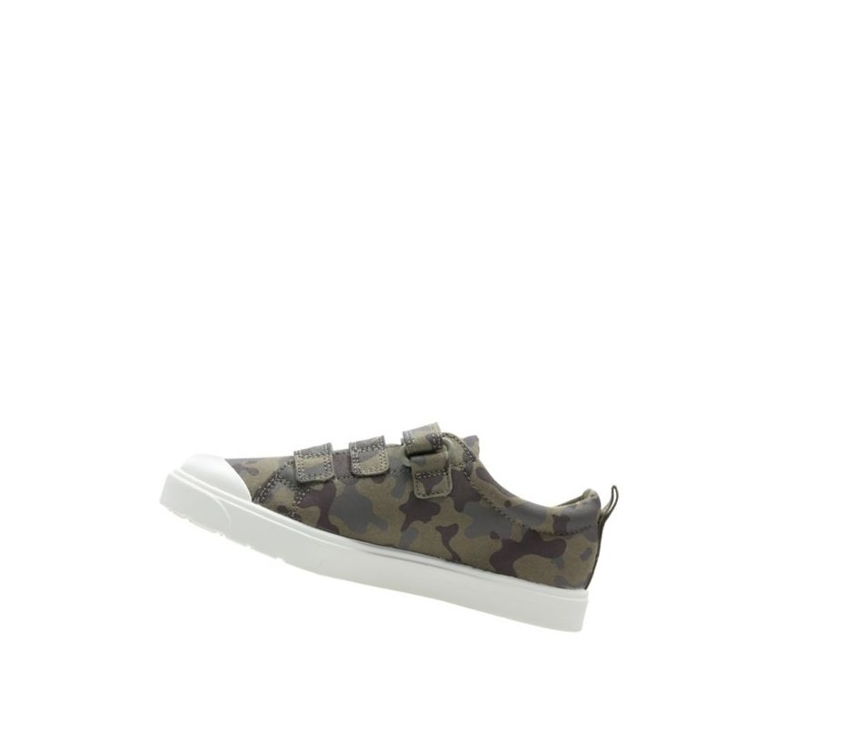 Buty Codzienne Clarks City Flare Lo Chłopięce Oliwkowe Camo | KQNUFY576