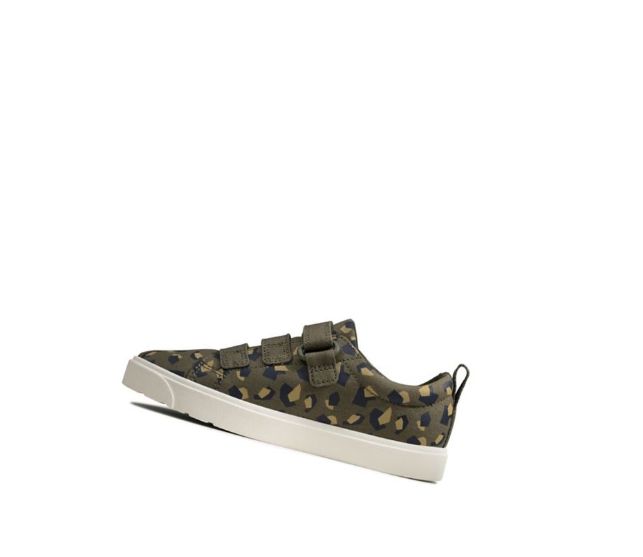 Buty Codzienne Clarks City Vibe Chłopięce Oliwkowe Camo | NVKTBE605