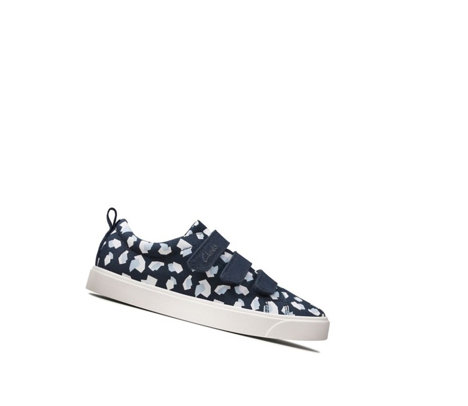 Buty Codzienne Clarks City Vibe Print Chłopięce Granatowe | PTFJHU517