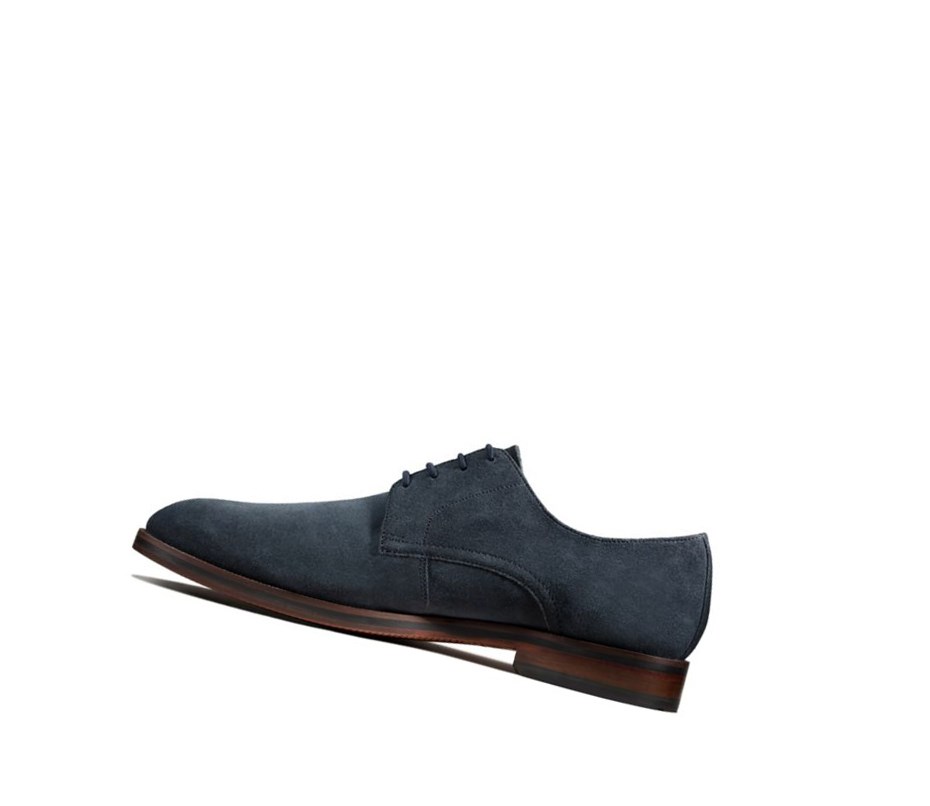 Buty Codzienne Clarks Oliver Koronkowe Zamszowe Męskie Granatowe | KOFYGI083