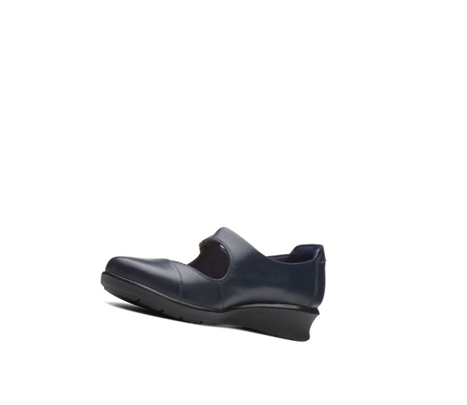 Buty Płaskie Clarks Hope Henley Skórzane Damskie Granatowe | DUOBXT748